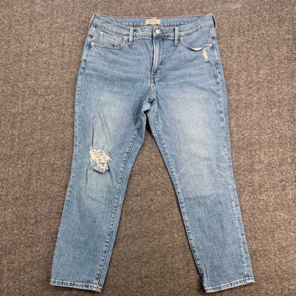 Madewell The Mid-Rise Perfect Vintage Jean Light Wash‎ Distressed Blue Denim 31